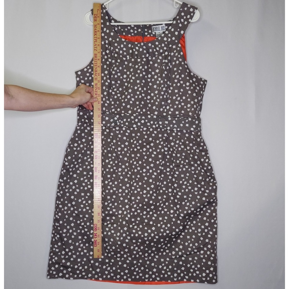 Robbie Bee Sleeveless Dress 18 Gray Polka Dot A-Line Pocket Zip Pinup Old Money - Picture 9 of 11